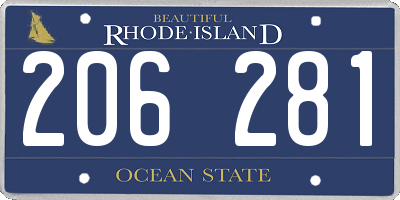 RI license plate 206281