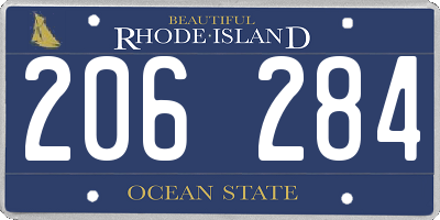 RI license plate 206284