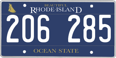RI license plate 206285