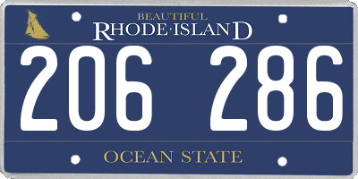 RI license plate 206286