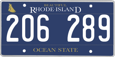 RI license plate 206289