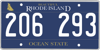 RI license plate 206293