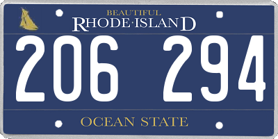 RI license plate 206294