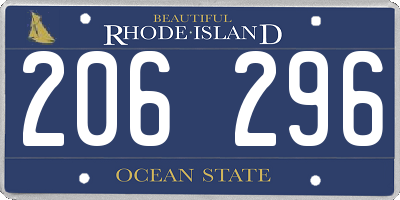 RI license plate 206296