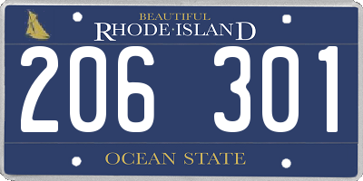 RI license plate 206301