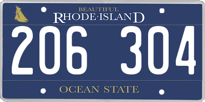 RI license plate 206304