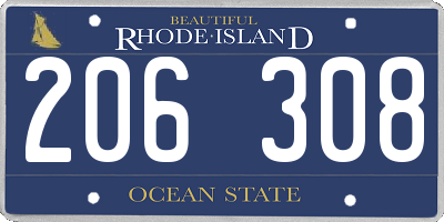 RI license plate 206308