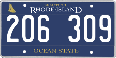 RI license plate 206309