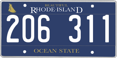 RI license plate 206311