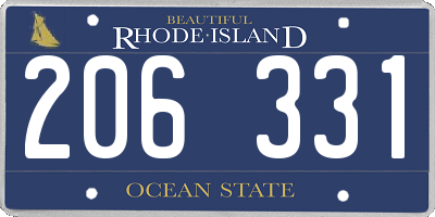 RI license plate 206331