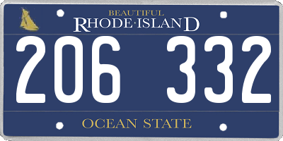 RI license plate 206332