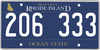 RI license plate 206333