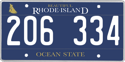 RI license plate 206334