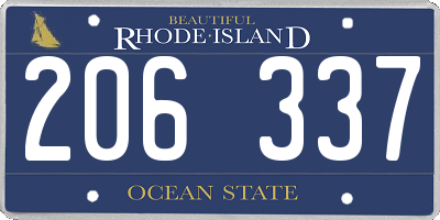 RI license plate 206337