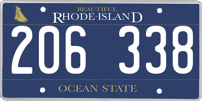 RI license plate 206338