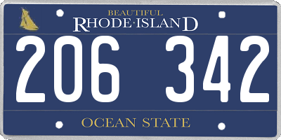 RI license plate 206342