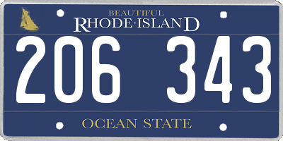 RI license plate 206343