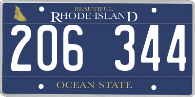RI license plate 206344