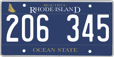 RI license plate 206345