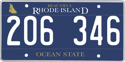 RI license plate 206346