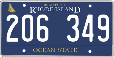 RI license plate 206349