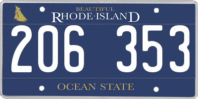 RI license plate 206353