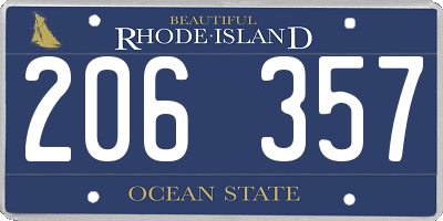 RI license plate 206357