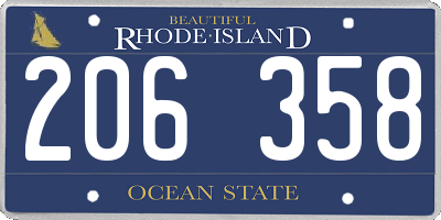 RI license plate 206358