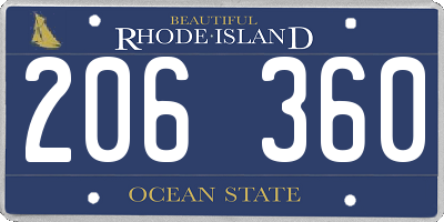 RI license plate 206360