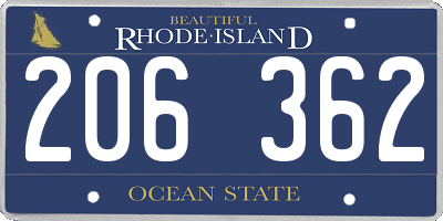 RI license plate 206362