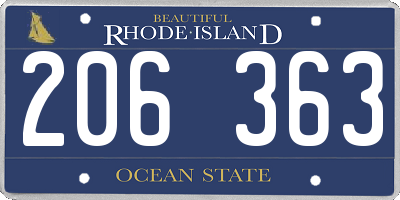RI license plate 206363