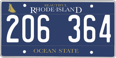 RI license plate 206364