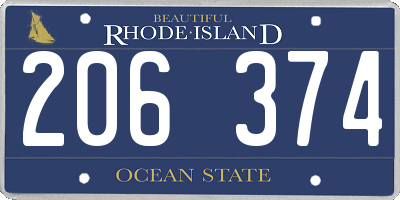 RI license plate 206374