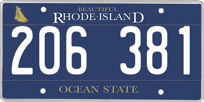 RI license plate 206381