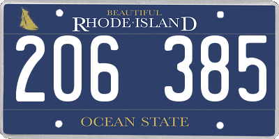 RI license plate 206385