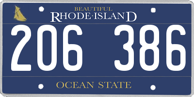 RI license plate 206386