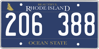 RI license plate 206388