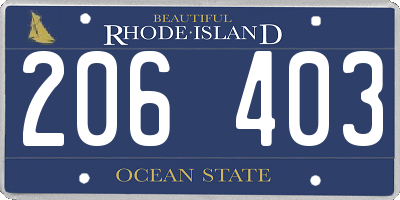 RI license plate 206403