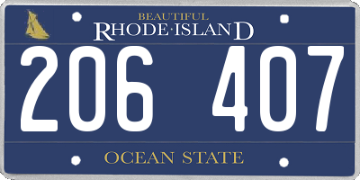 RI license plate 206407