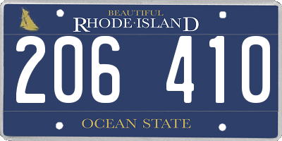 RI license plate 206410