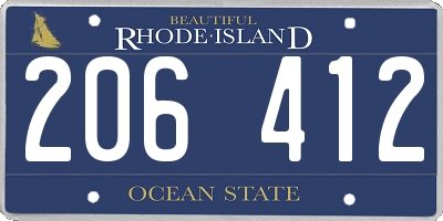 RI license plate 206412