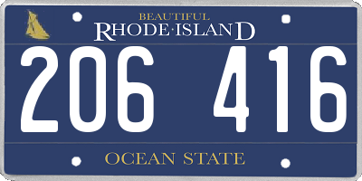 RI license plate 206416