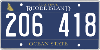 RI license plate 206418