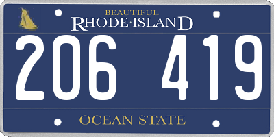 RI license plate 206419