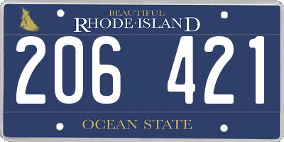 RI license plate 206421