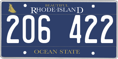 RI license plate 206422