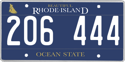 RI license plate 206444