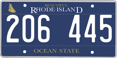 RI license plate 206445