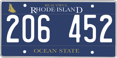 RI license plate 206452
