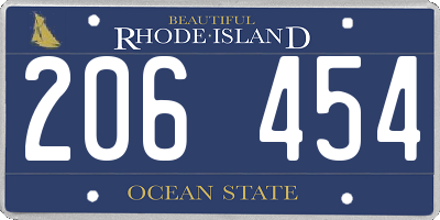 RI license plate 206454